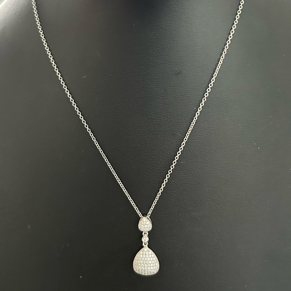 Lafonn NEW Sterling Silver Simulated Diamond Pear Dangle Necklace